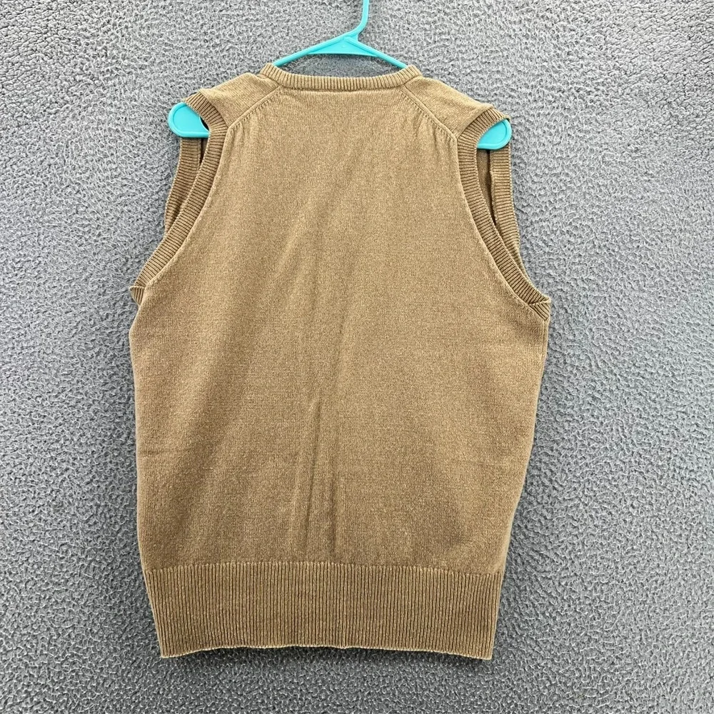 Vintage 90s‎ Lands End Sweater Vest Mens M Tan Beige Lambs Wool Made England